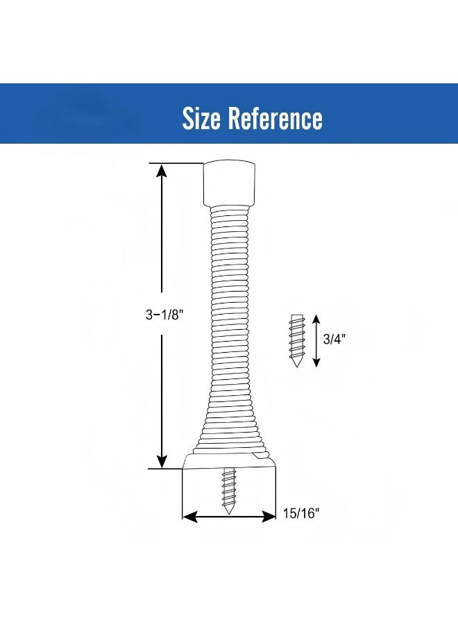 12 Pack Black Spring Door Stops,3-1/8" Heavy Duty - Flexible Door Stopper with Low Mounted Black Rubber Bumper Tips - Image 5